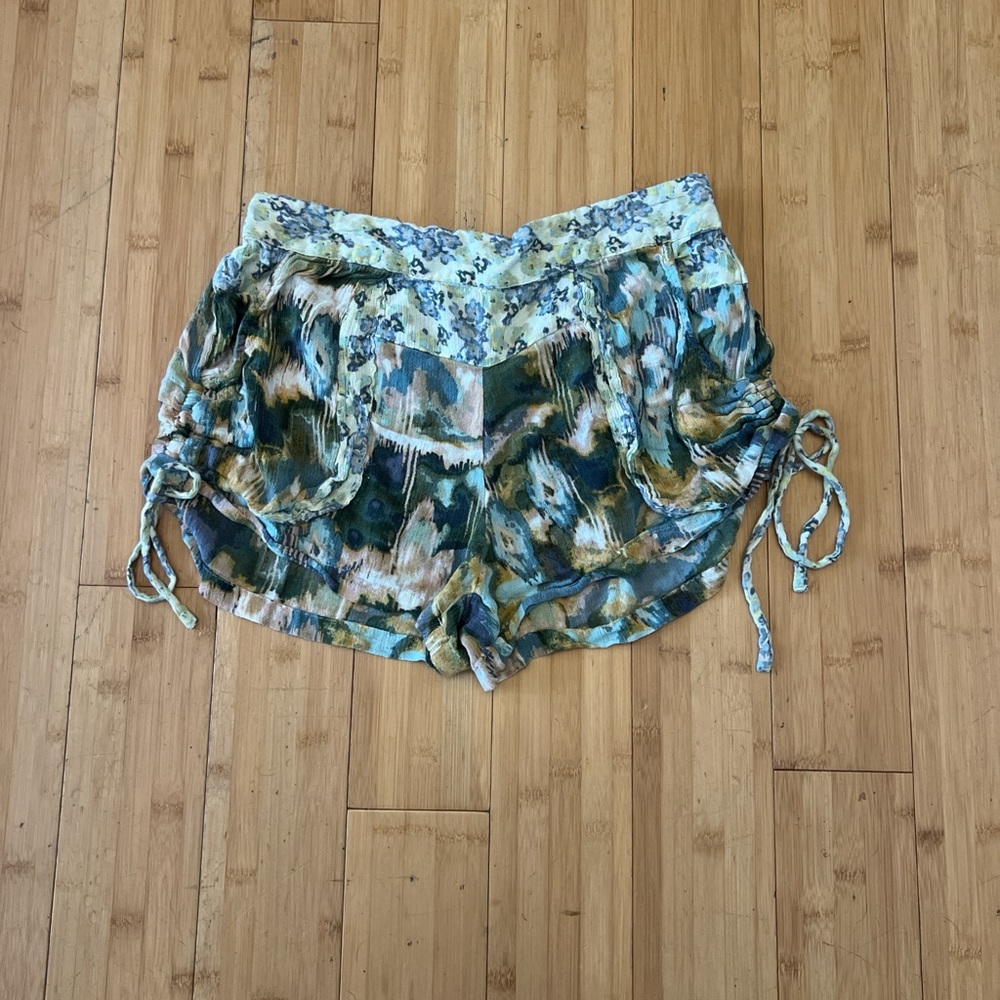 Free People Blue and Green Shorts Relaxed Fit